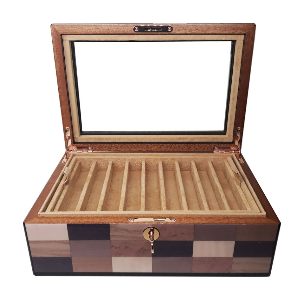 Pen Case - Sestiere wood 18 seats - with glass Pen Case - Sestiere wood 18 seats - with glass