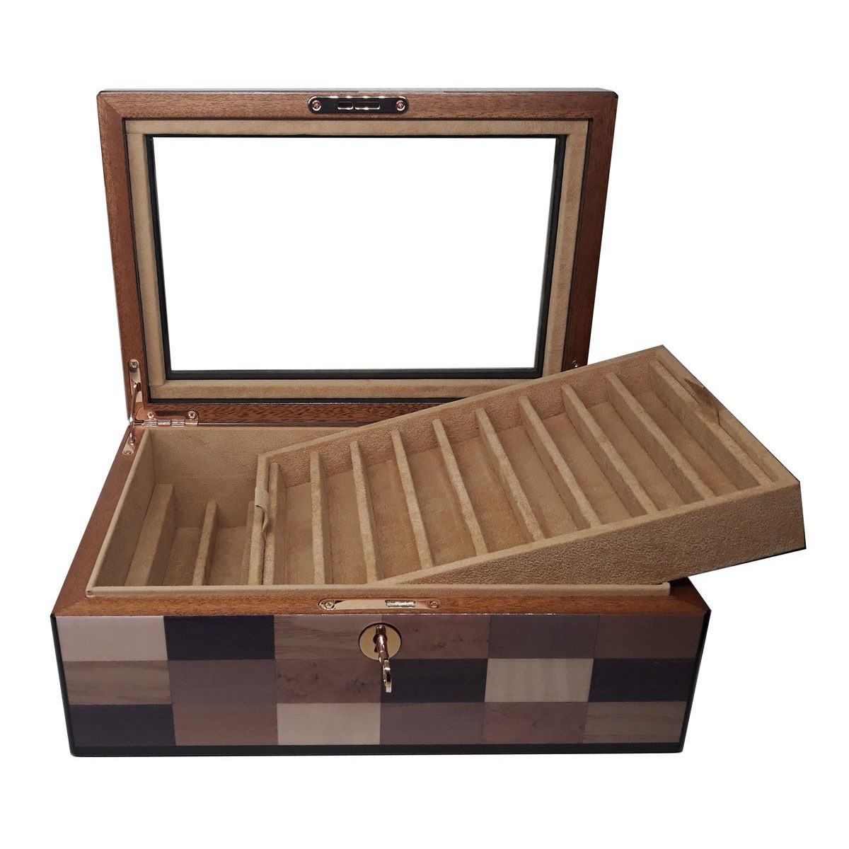 Pen Case - Sestiere wood 18 seats - with glass Pen Case - Sestiere wood 18 seats - with glass