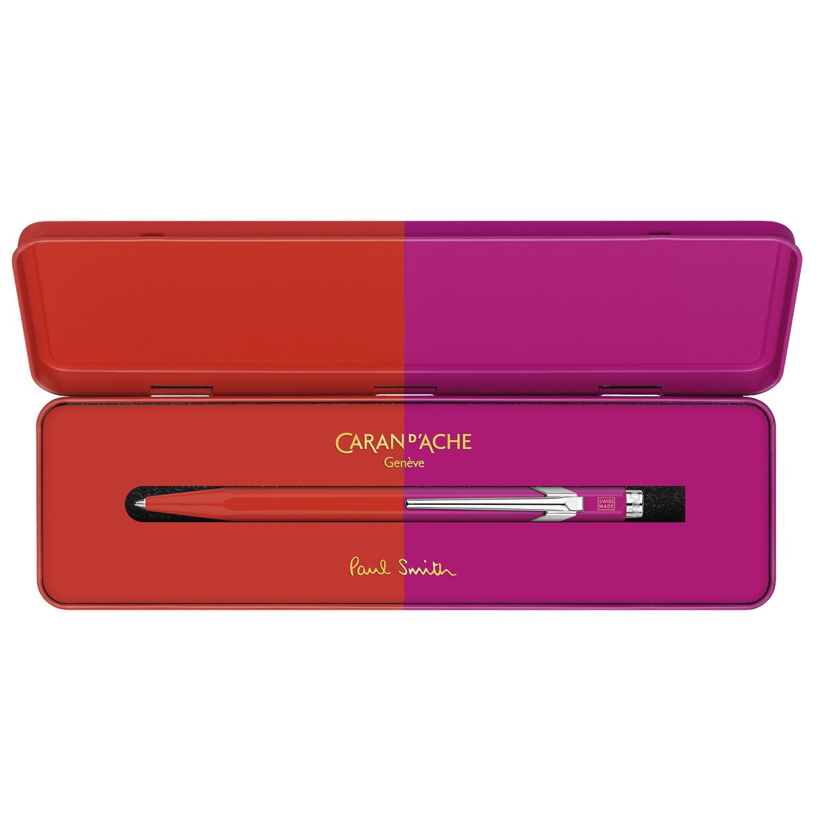 Caran d'Ache - 849 Paul Smith 2023 - Warm Red and Melrose - Penna a sfera Caran d'Ache - 849 Paul Smith 2023 - Warm Red and Melrose - Penna a sfera